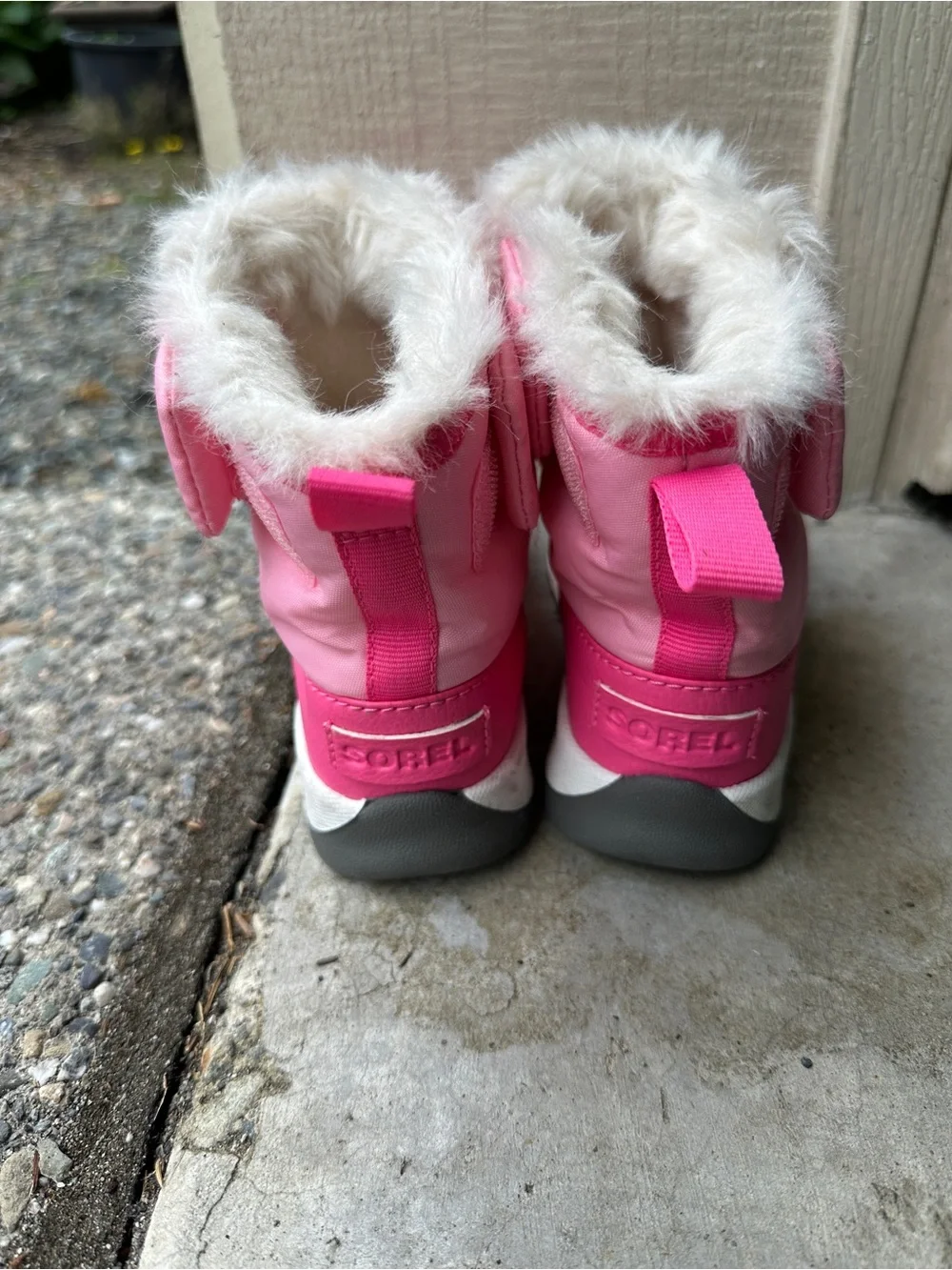 Sorel Kids Insulated Rainboots Pink Faux Fur Winter Boots Girls Size 9